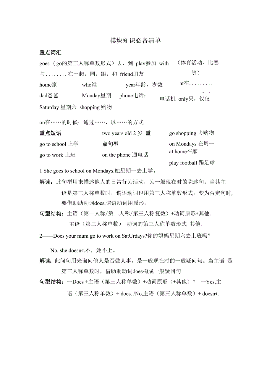 外研版三起三年级下册Module 5知识必备清单.docx_第1页