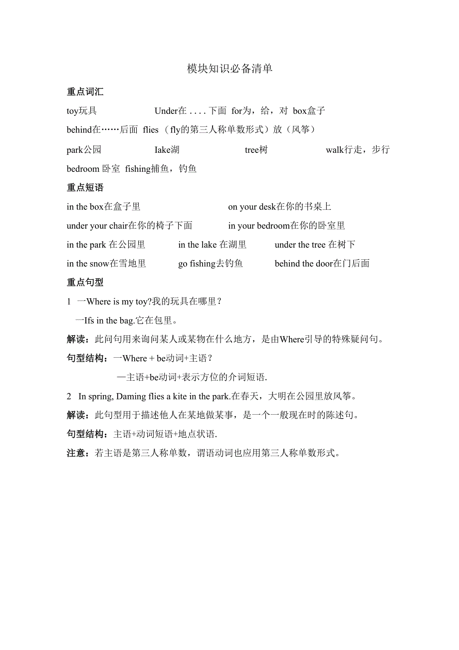 外研版三起三年级下册Module 8知识必备清单.docx_第1页