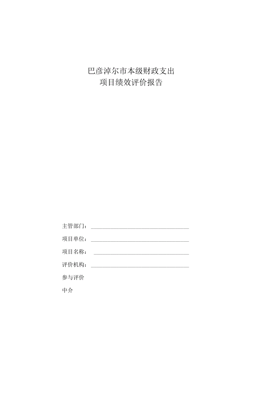 巴彦淖尔市本级财政支出项目绩效评价报告.docx_第1页