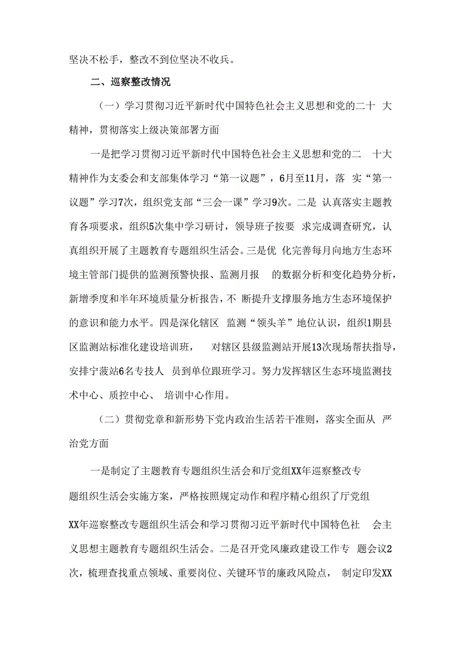 市生态环境监测站党支部关于巡察整改进展情况的报告.docx_第2页