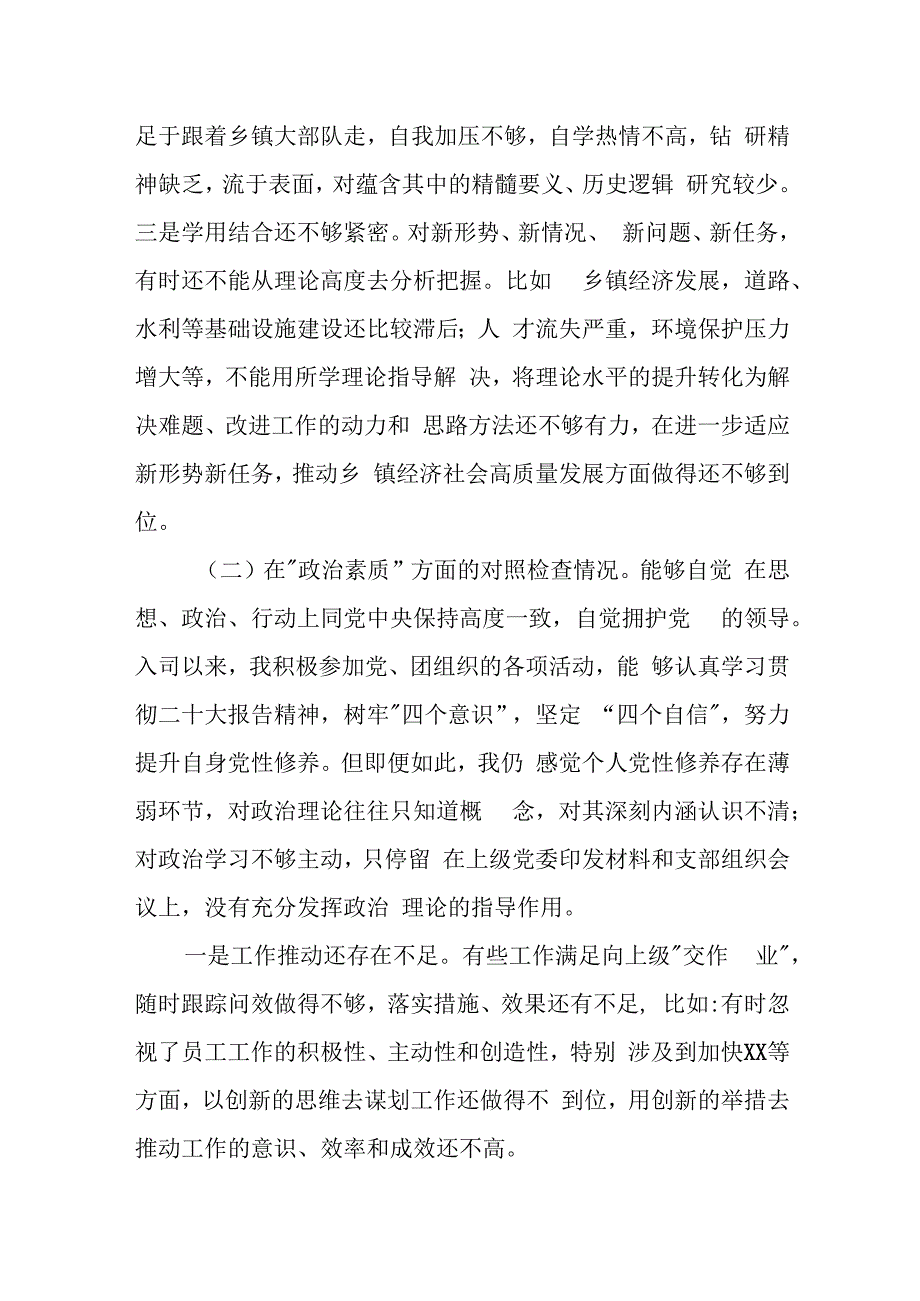 某乡镇领导班子2023年度专题民主生活会对照检查材料.docx_第2页