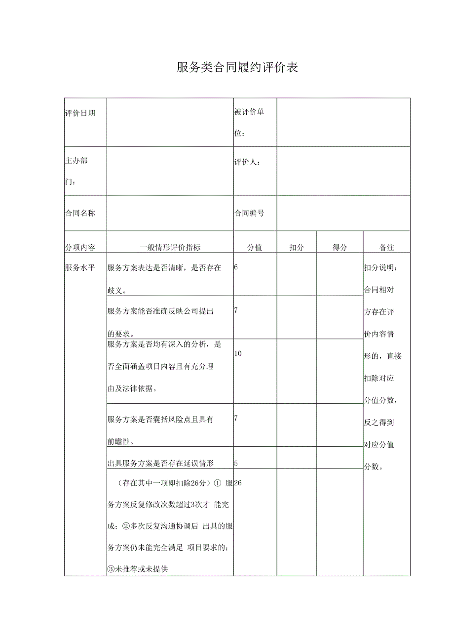 服务类合同履约评价表.docx_第1页