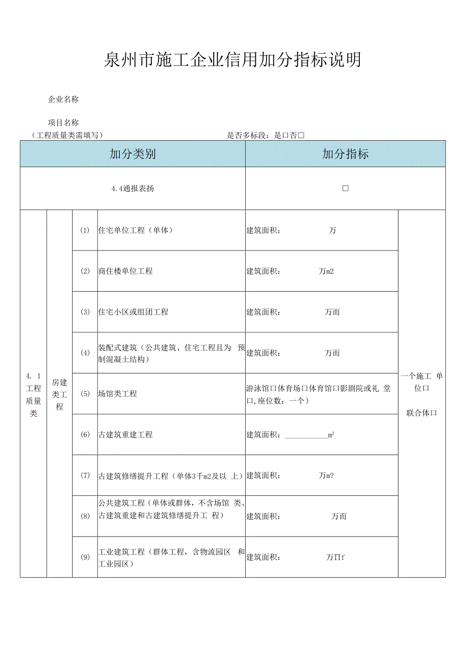 泉州市施工企业信用加分指标说明.docx_第1页