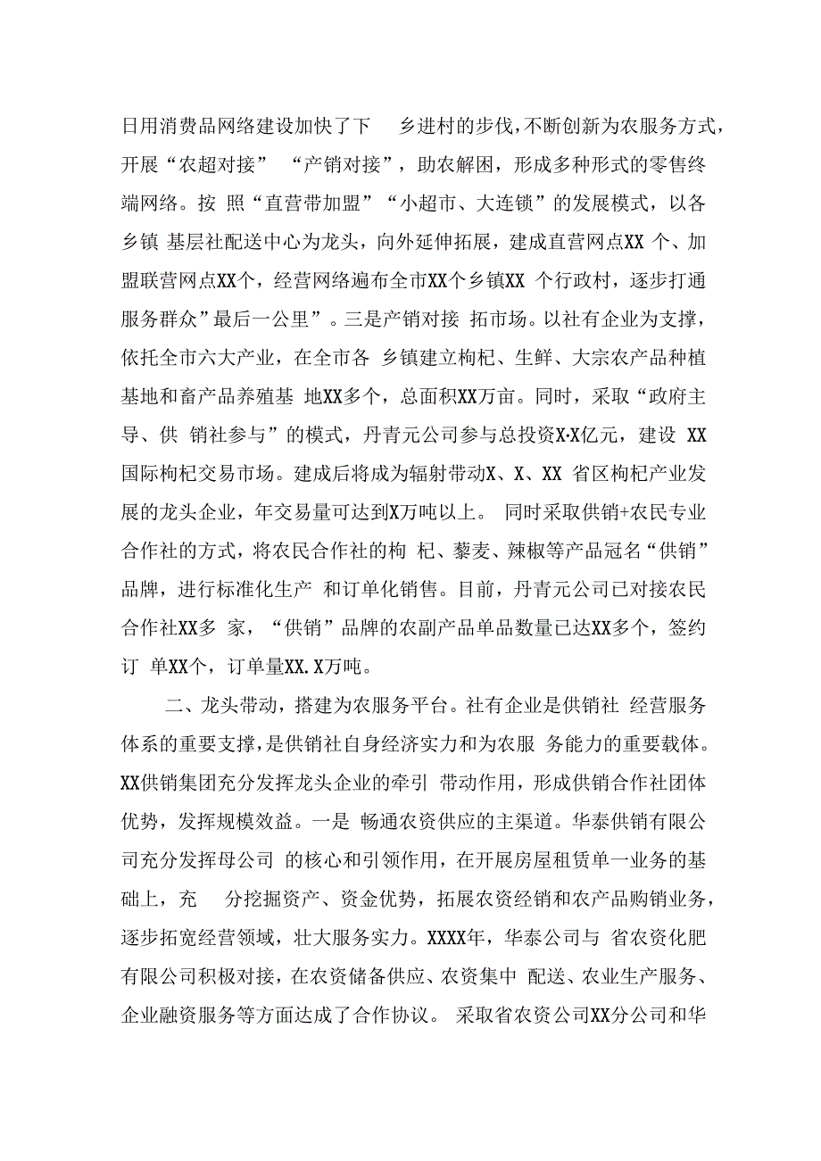 某市积极探索供销集团化发展模式的情况汇报.docx_第2页