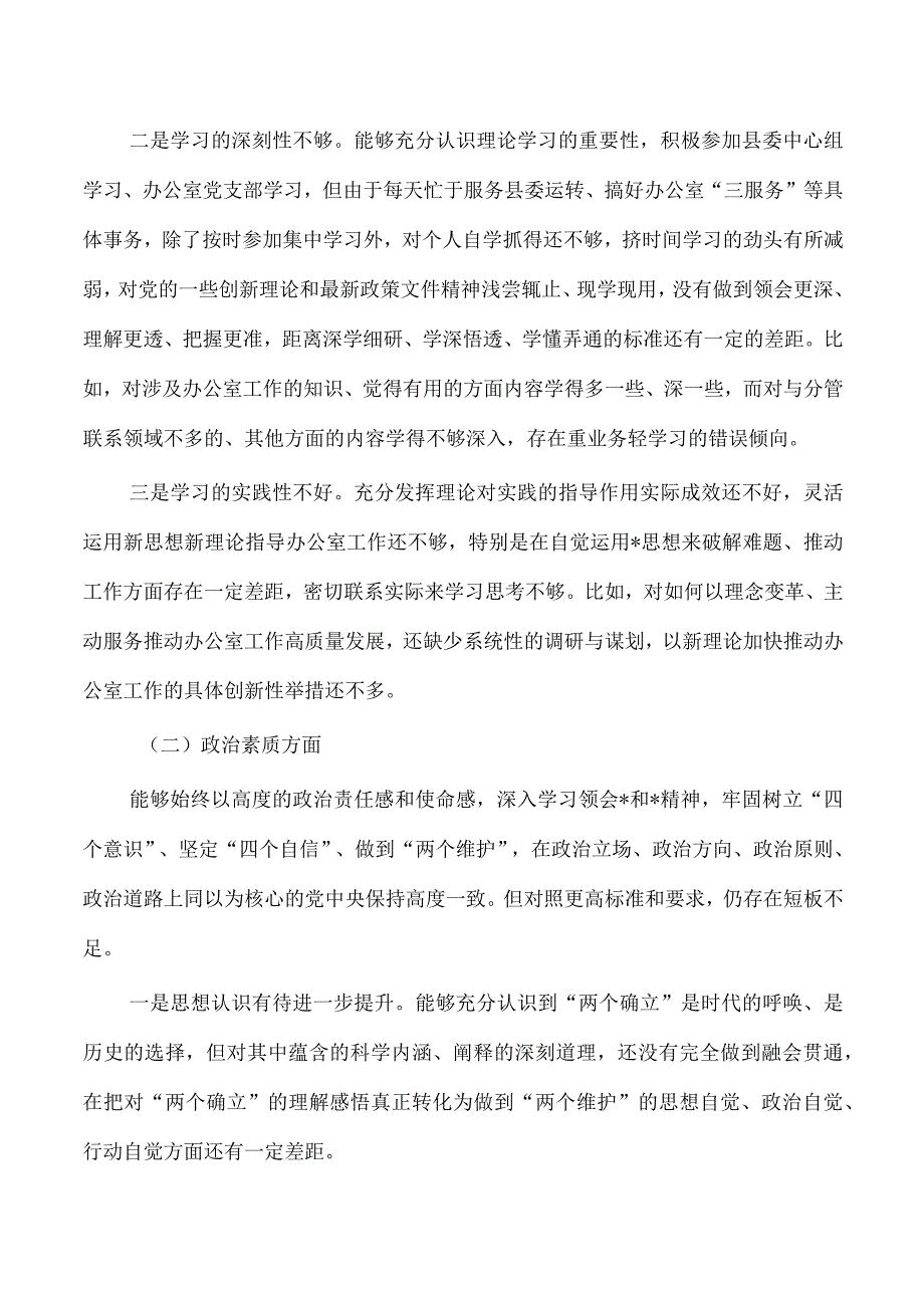 办公室主任六个方面个人检查发言提纲.docx_第2页