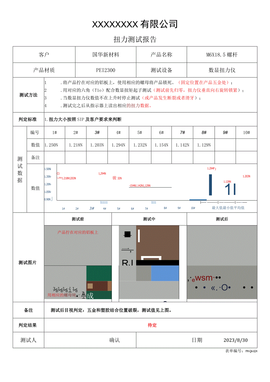 扭力测试报告模板.docx_第1页