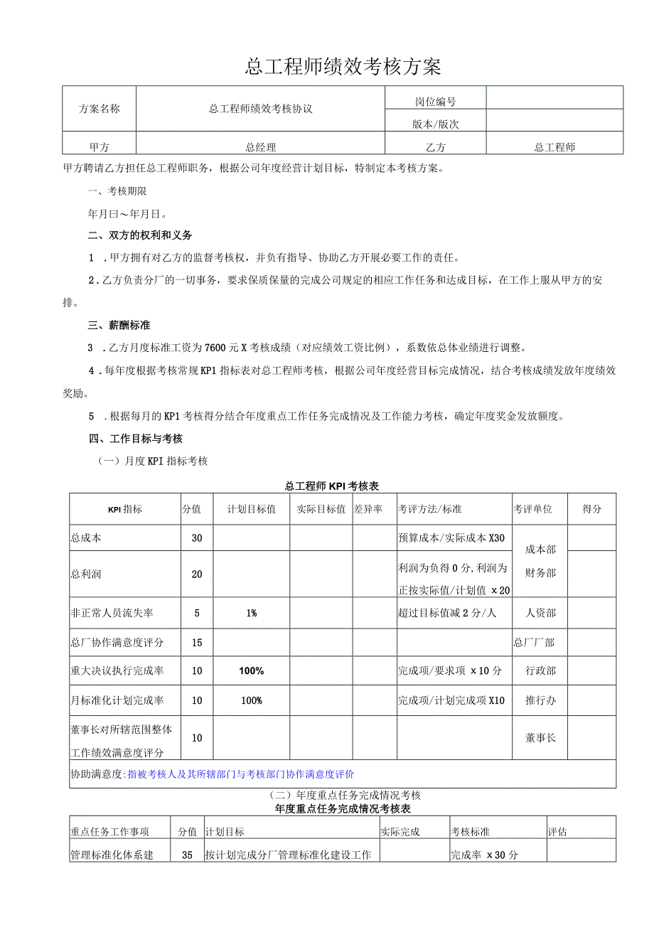 总工程师绩效考核方案.docx_第1页