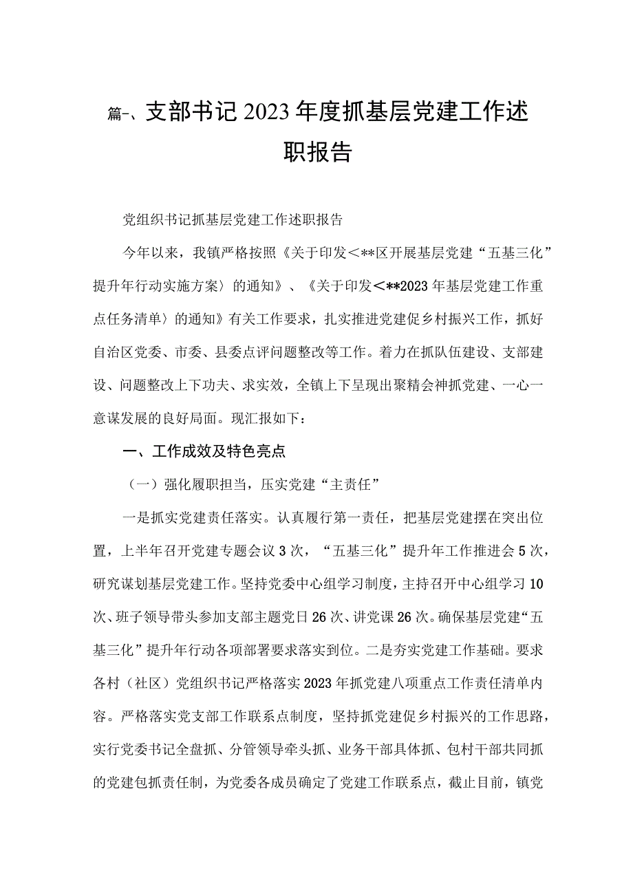 支部书记2023年度抓基层党建工作述职报告【六篇精选】供参考.docx_第2页