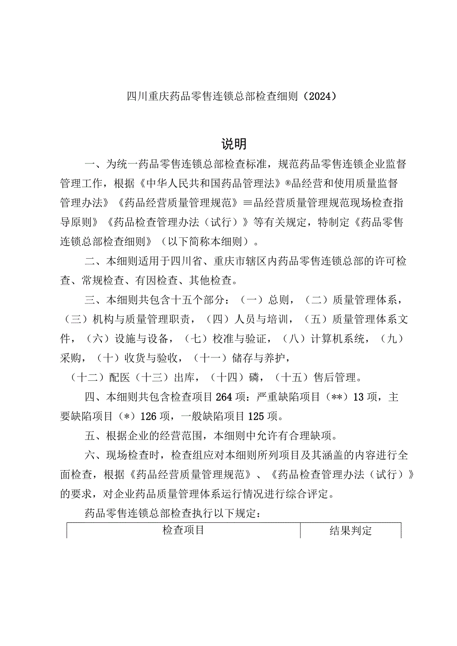 四川重庆药品零售连锁总部检查细则（2024）.docx_第1页