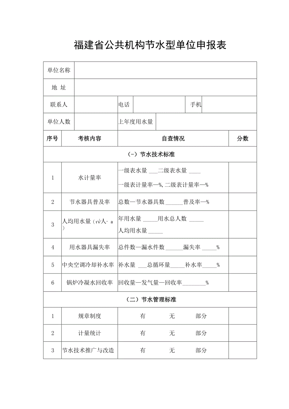 福建省公共机构节水型单位申报表.docx_第1页