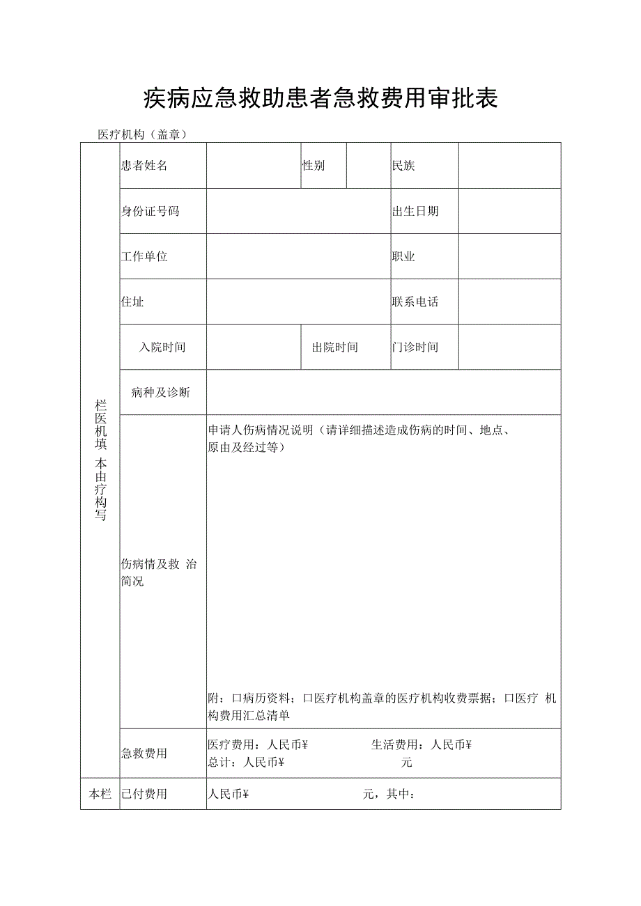 疾病应急救助患者急救费用审批表.docx_第1页