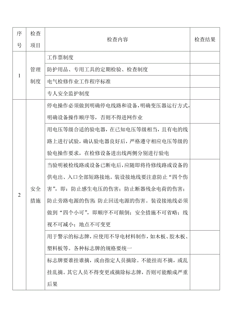 电气检修作业安全检查表.docx_第1页