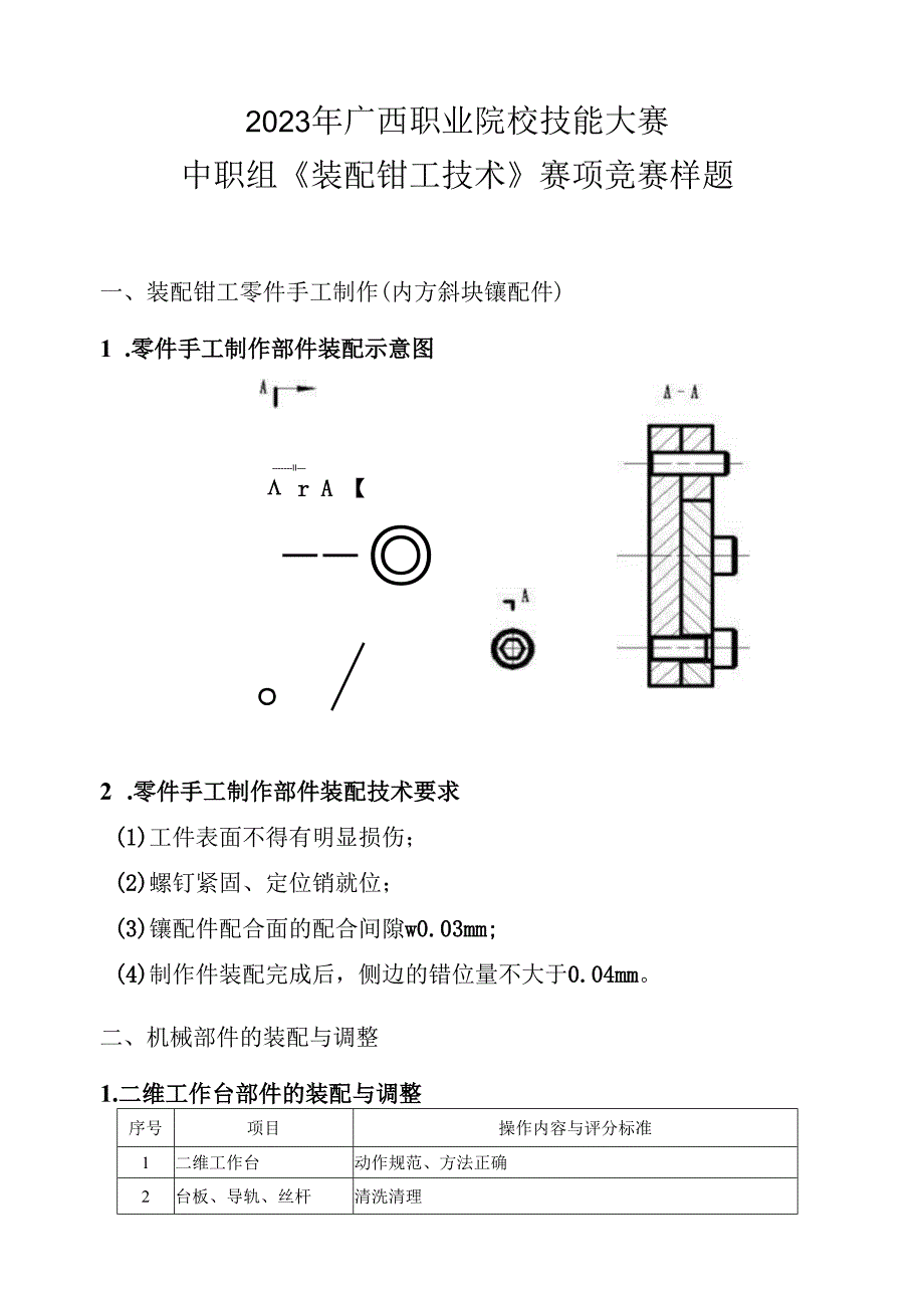 18职业院校技能大赛中职组《装配钳工技术》赛项竞赛样题(001).docx_第1页