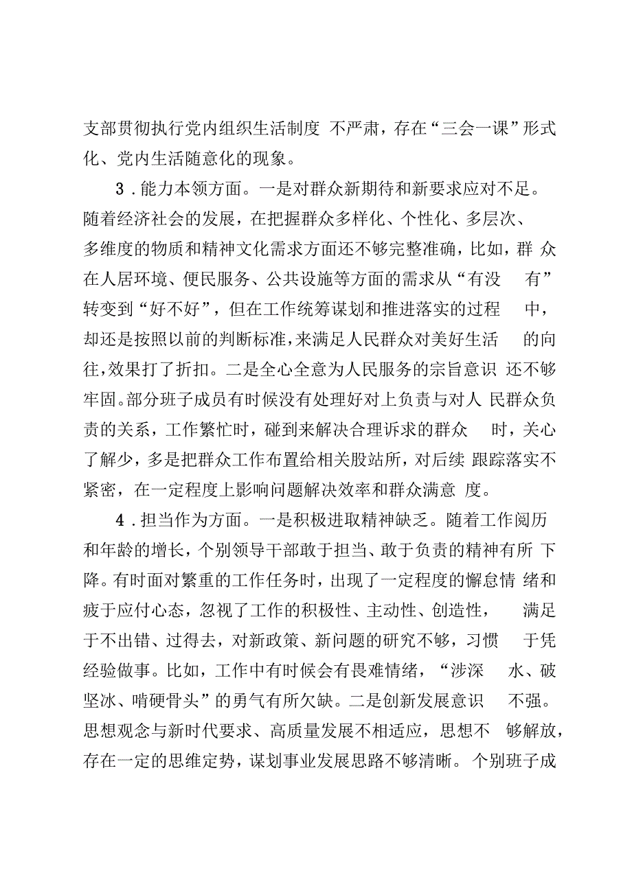 乡镇党政班子2023年主题教育专题民主生活会班子对照检视材料.docx_第3页