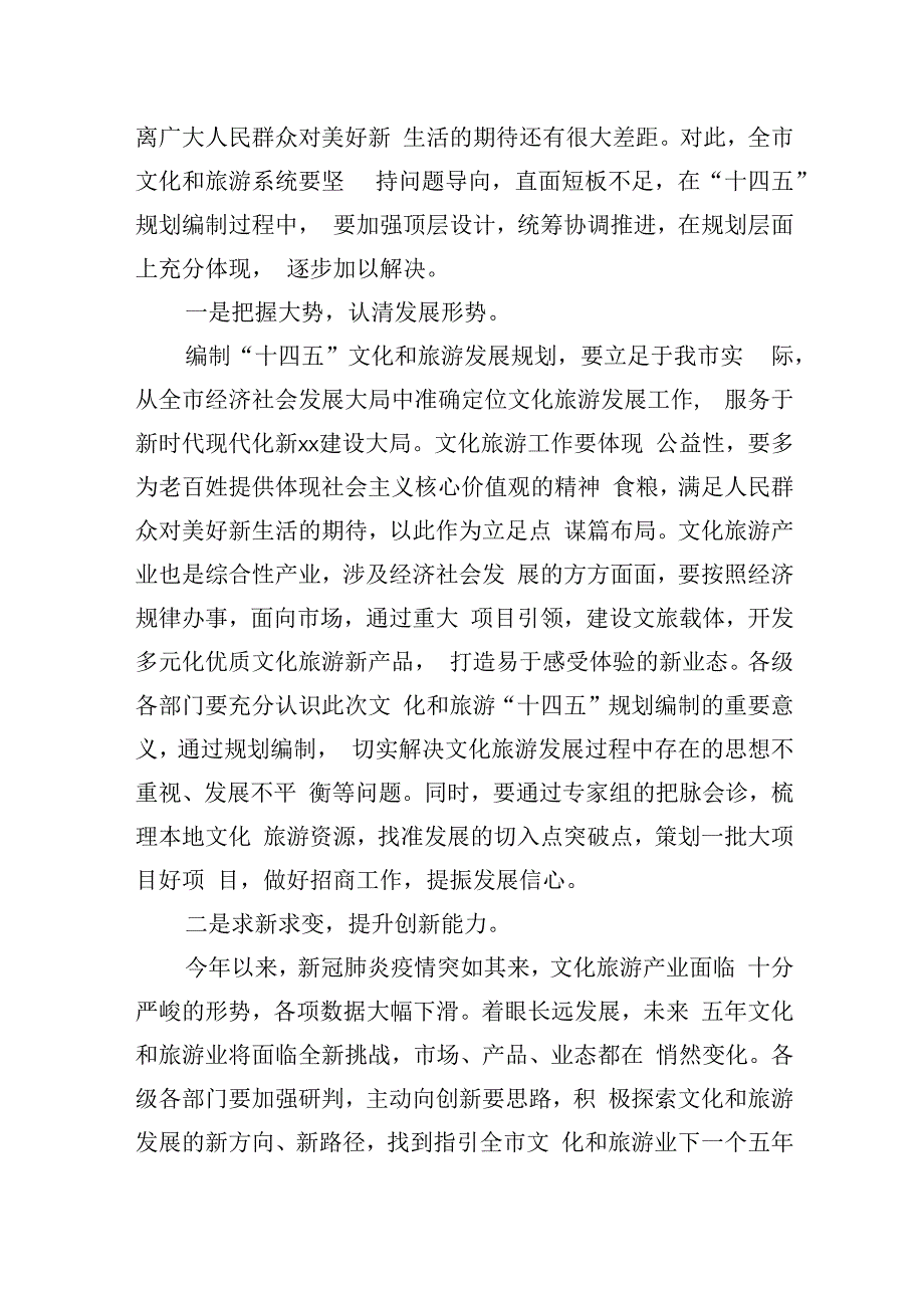 在全市“十四五”文化和旅游发展规划编制启动座谈会上的讲话.docx_第2页