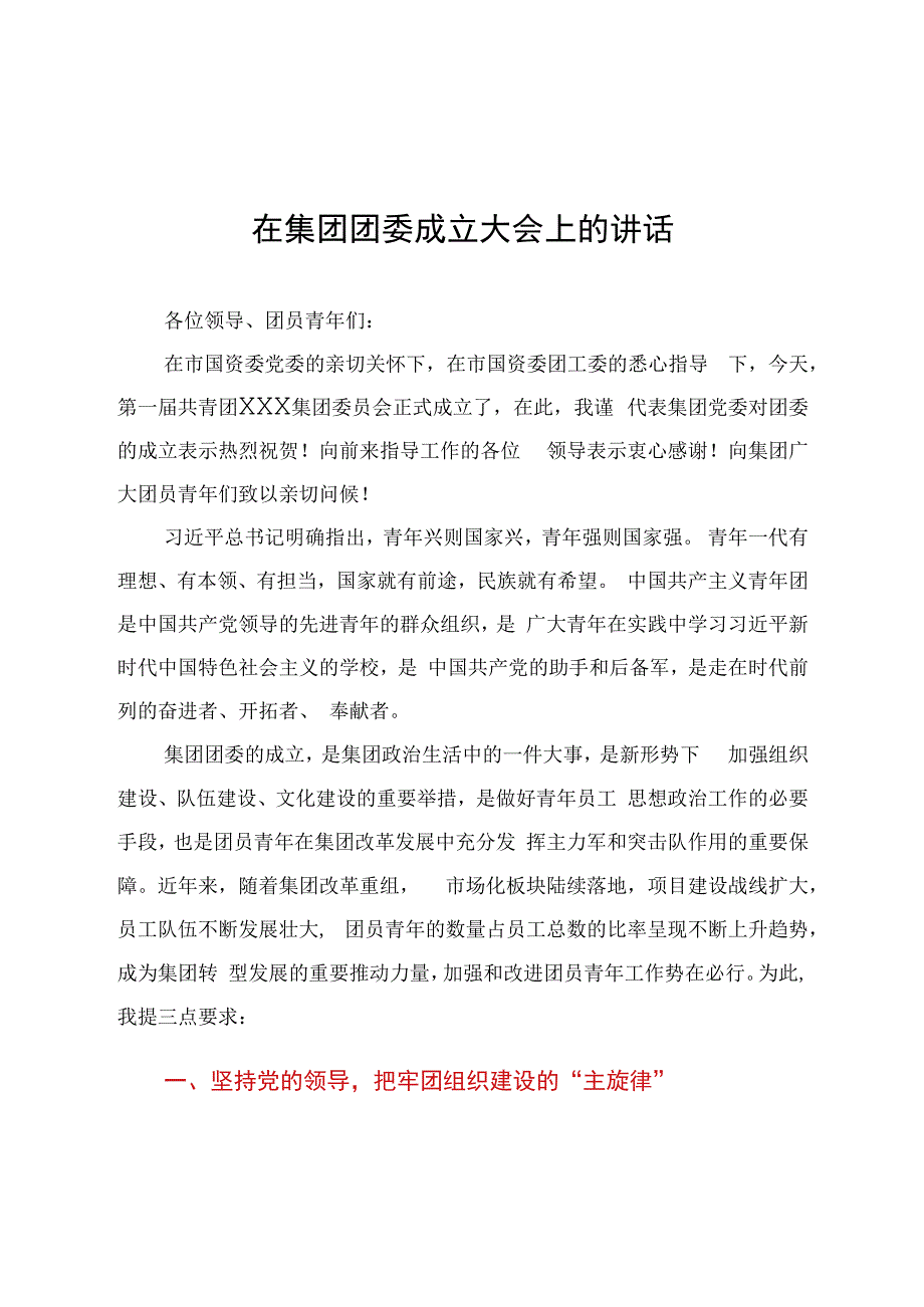 在集团团委成立大会上的讲话(1).docx_第1页