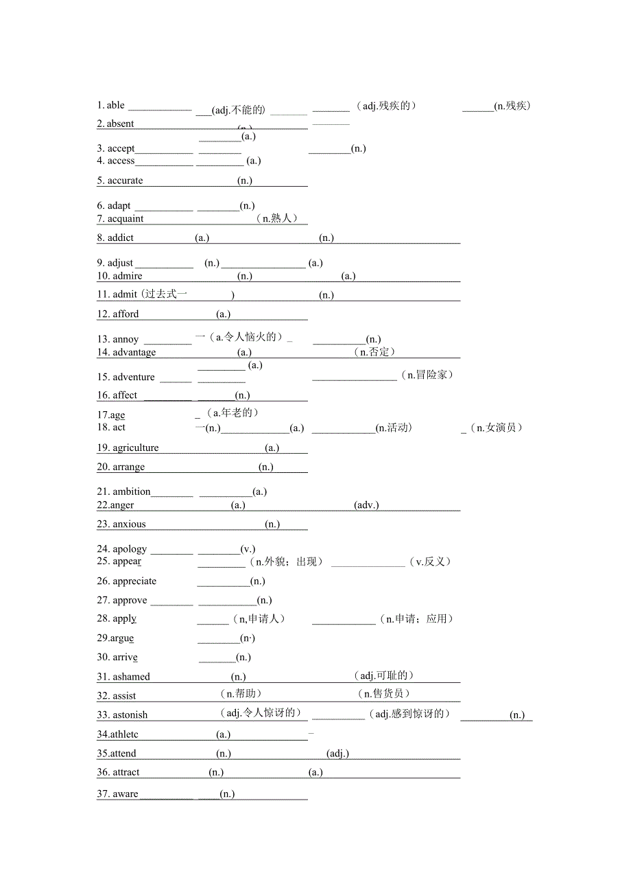 词类转换题--练习版.docx_第1页