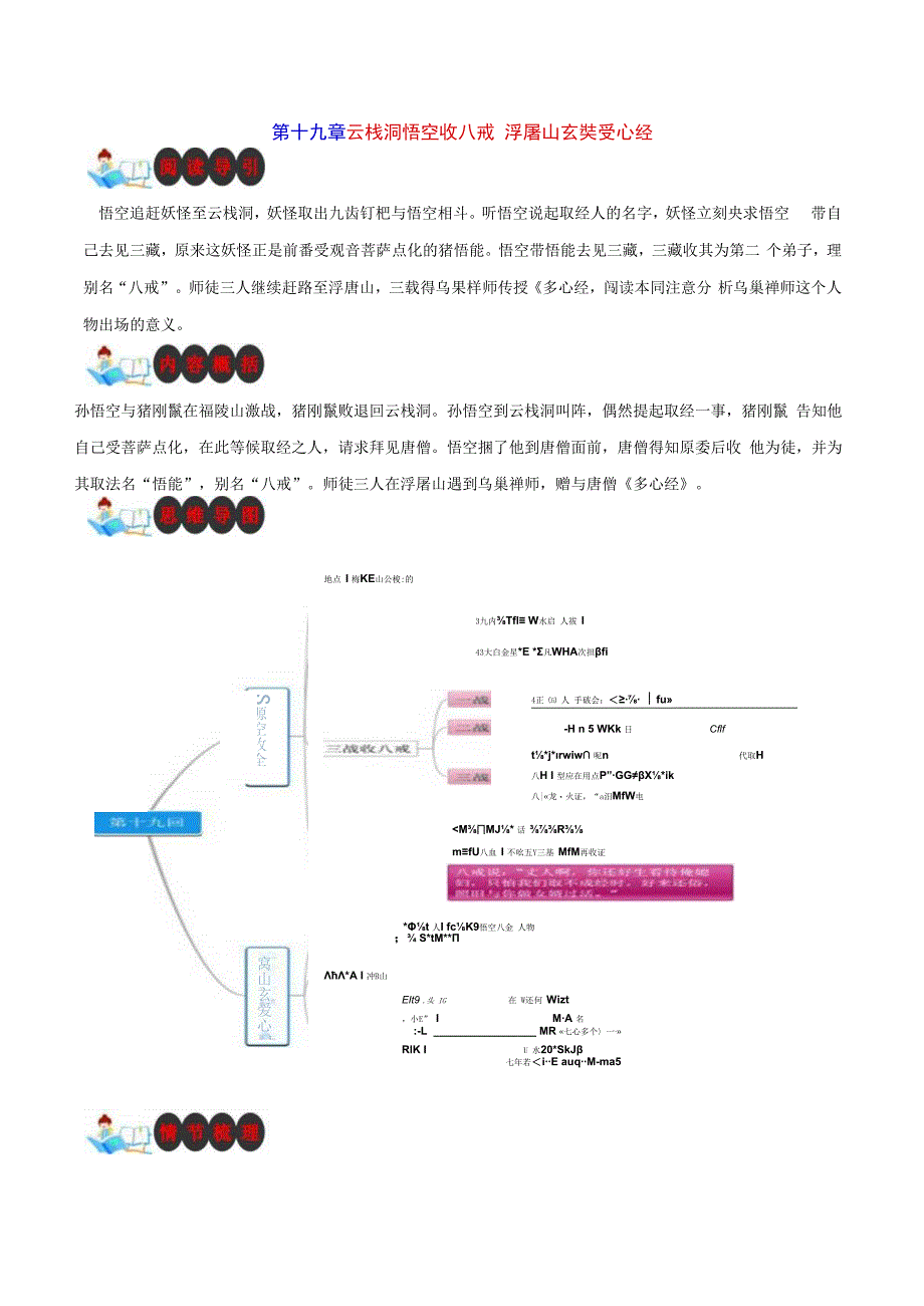 西游记名著阅读导引与内容概括（含思维导图与情节梳理）及阅读训练第十九章 云栈洞悟空收八戒 浮屠山玄奘受心经.docx_第1页