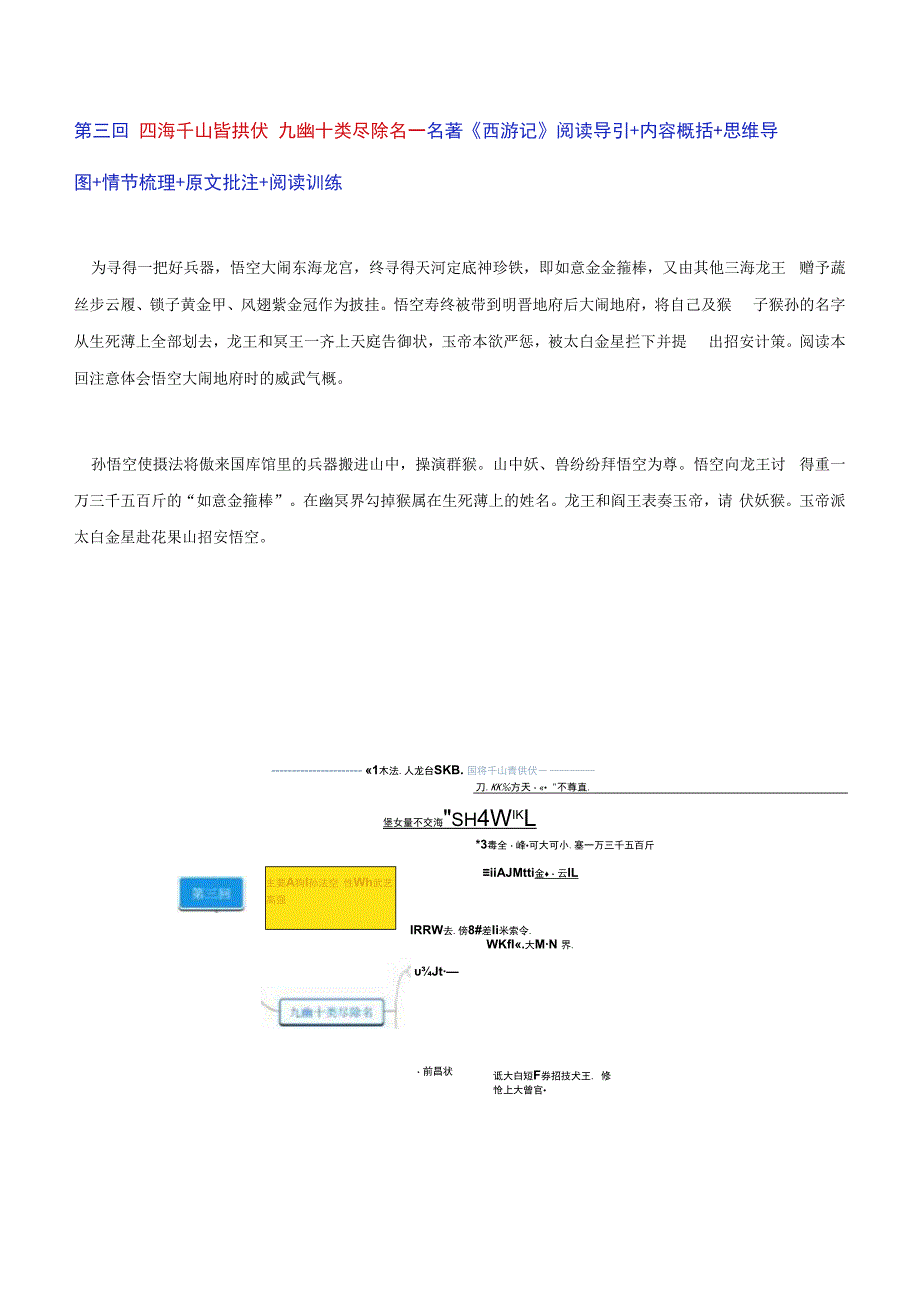 西游记名著阅读导引与内容概括（含思维导图与情节梳理）及阅读训练第三章：四海千山皆拱伏 九幽十类尽除名.docx_第1页