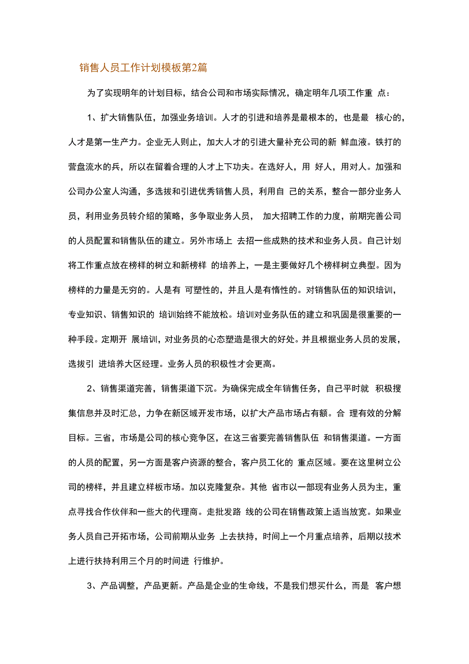 销售人员工作计划模板.docx_第2页