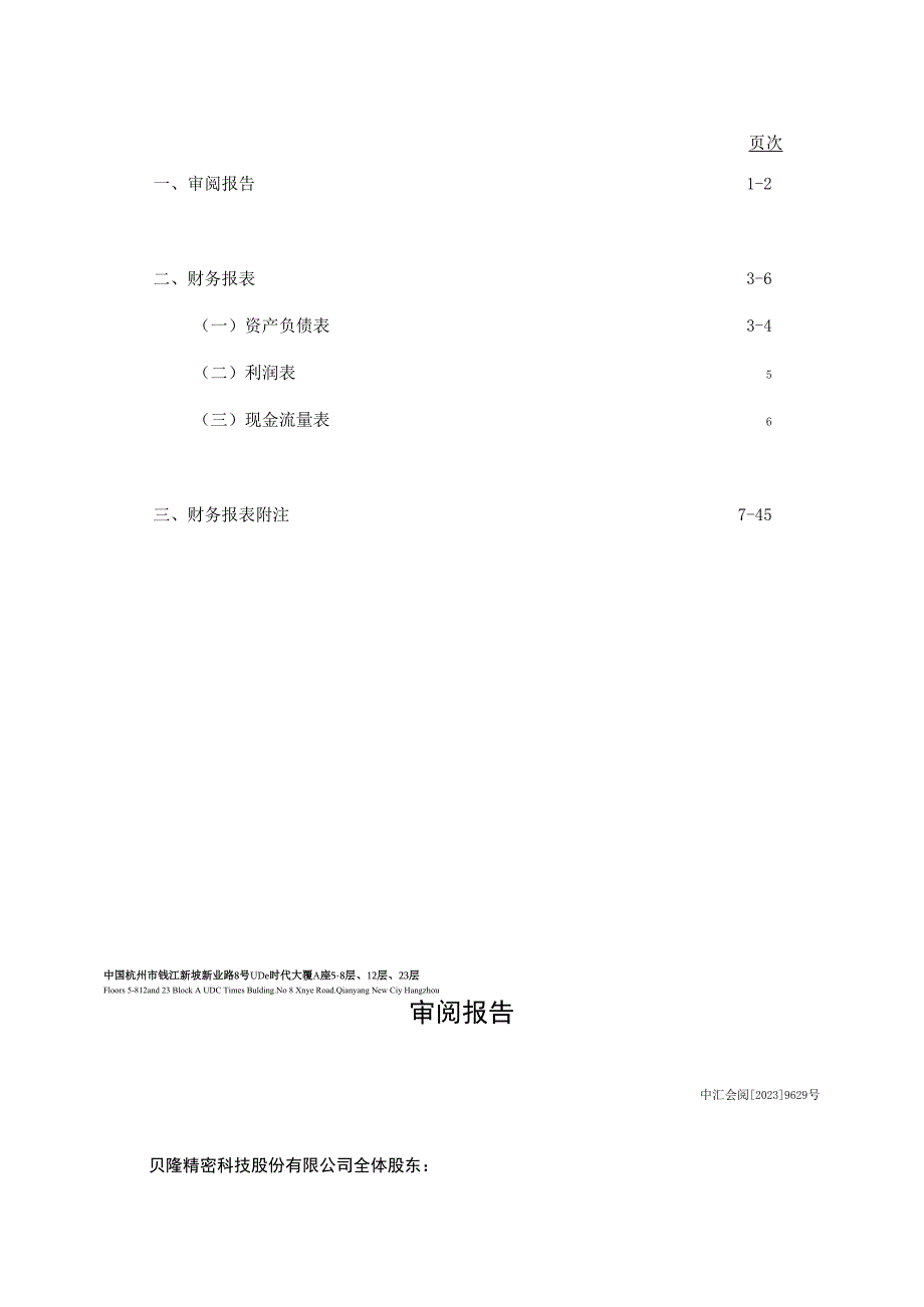 贝隆精密：公司财务报表及审阅报告（2023年1月-9月）.docx_第2页