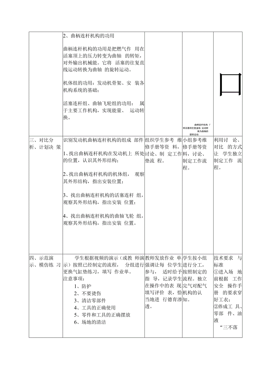 《汽车发动机构造与维修》（配实训工单） 教案 3-1曲柄连杆机构组成与原理（2学时）.docx_第3页