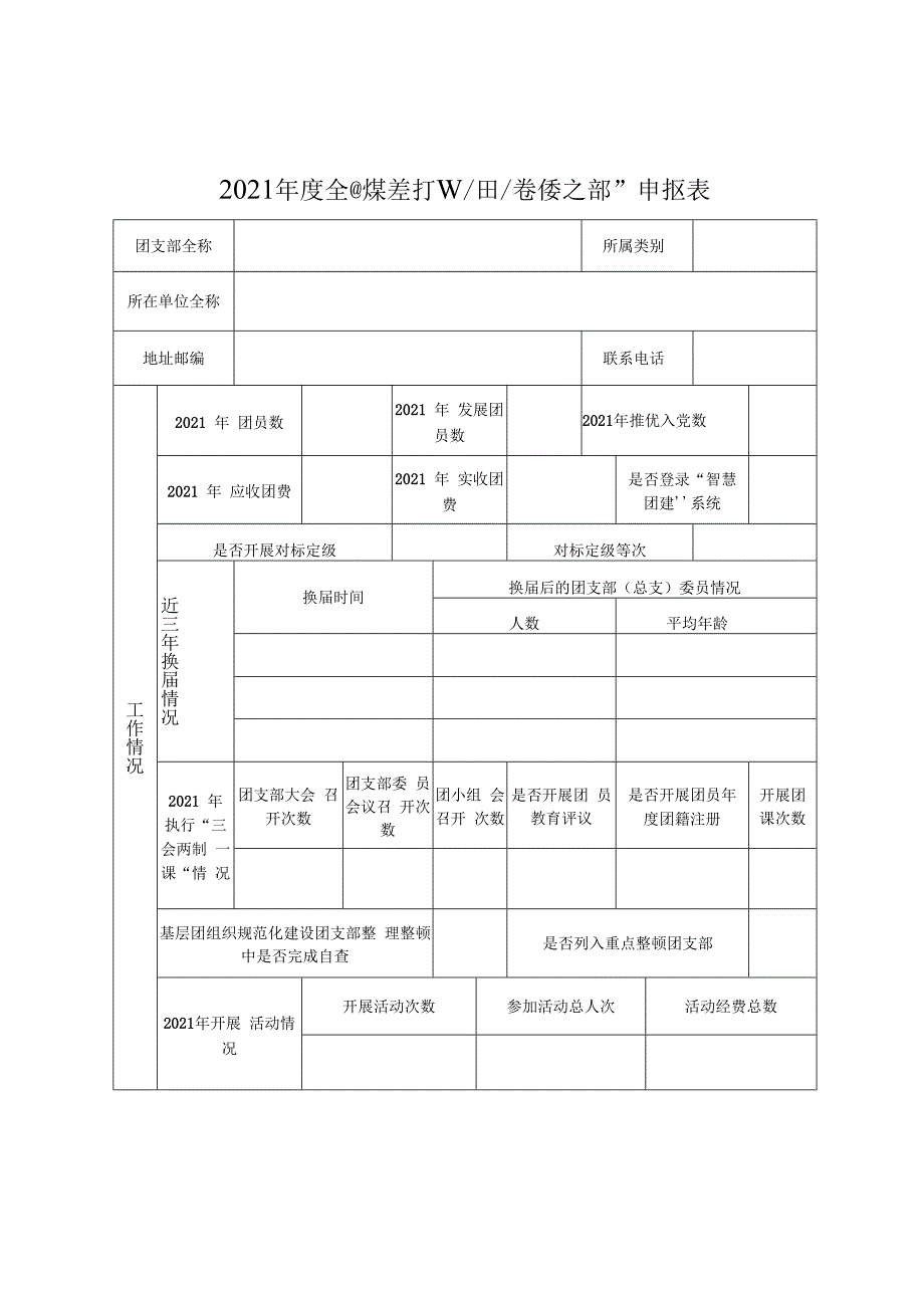 2021年度全国煤炭行业“五四红旗团支部”申报表.docx_第1页