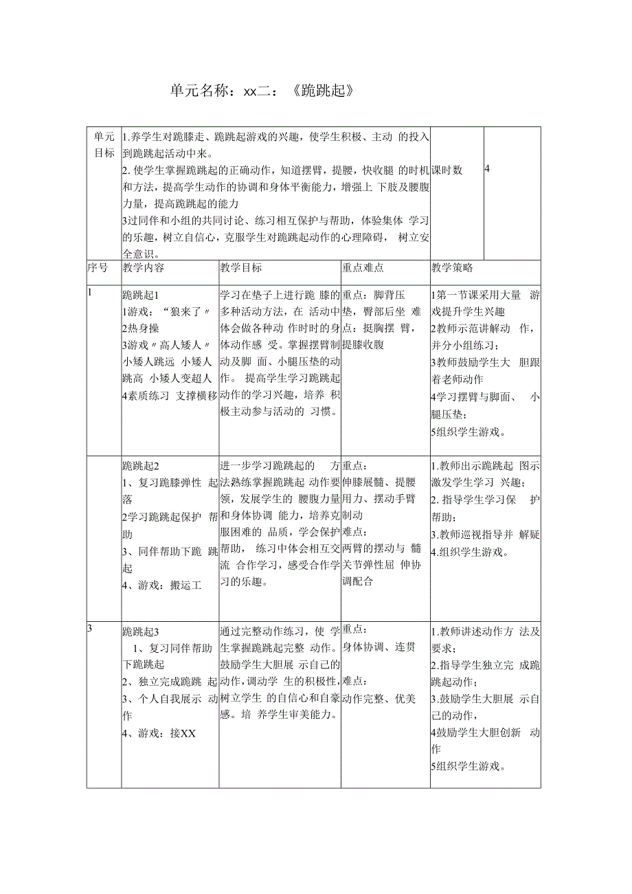 《跪跳起单元设计》公开课教案教学设计课件资料.docx_第1页