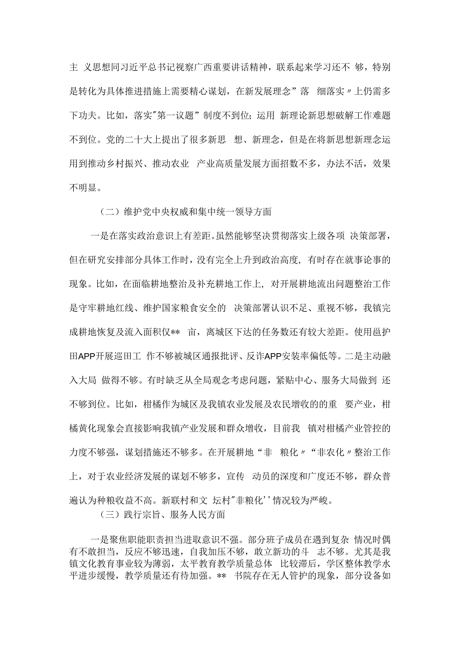 乡镇党委班子关于第二批主题教育专题民主生活会对照材料.docx_第2页