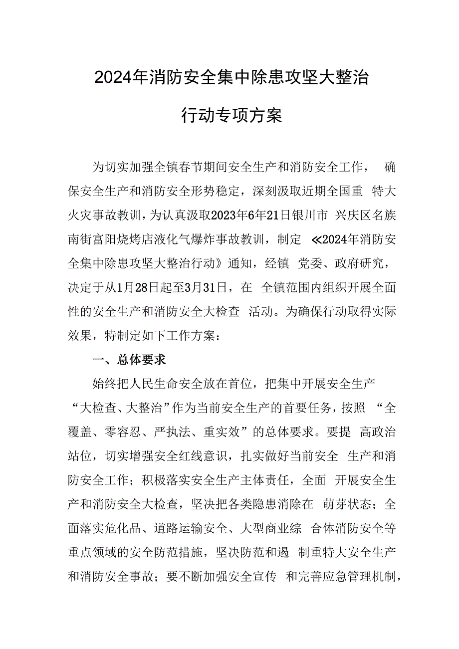 2024年中小学消防安全集中除患攻坚大整治行动专项方案 合计5份.docx_第1页