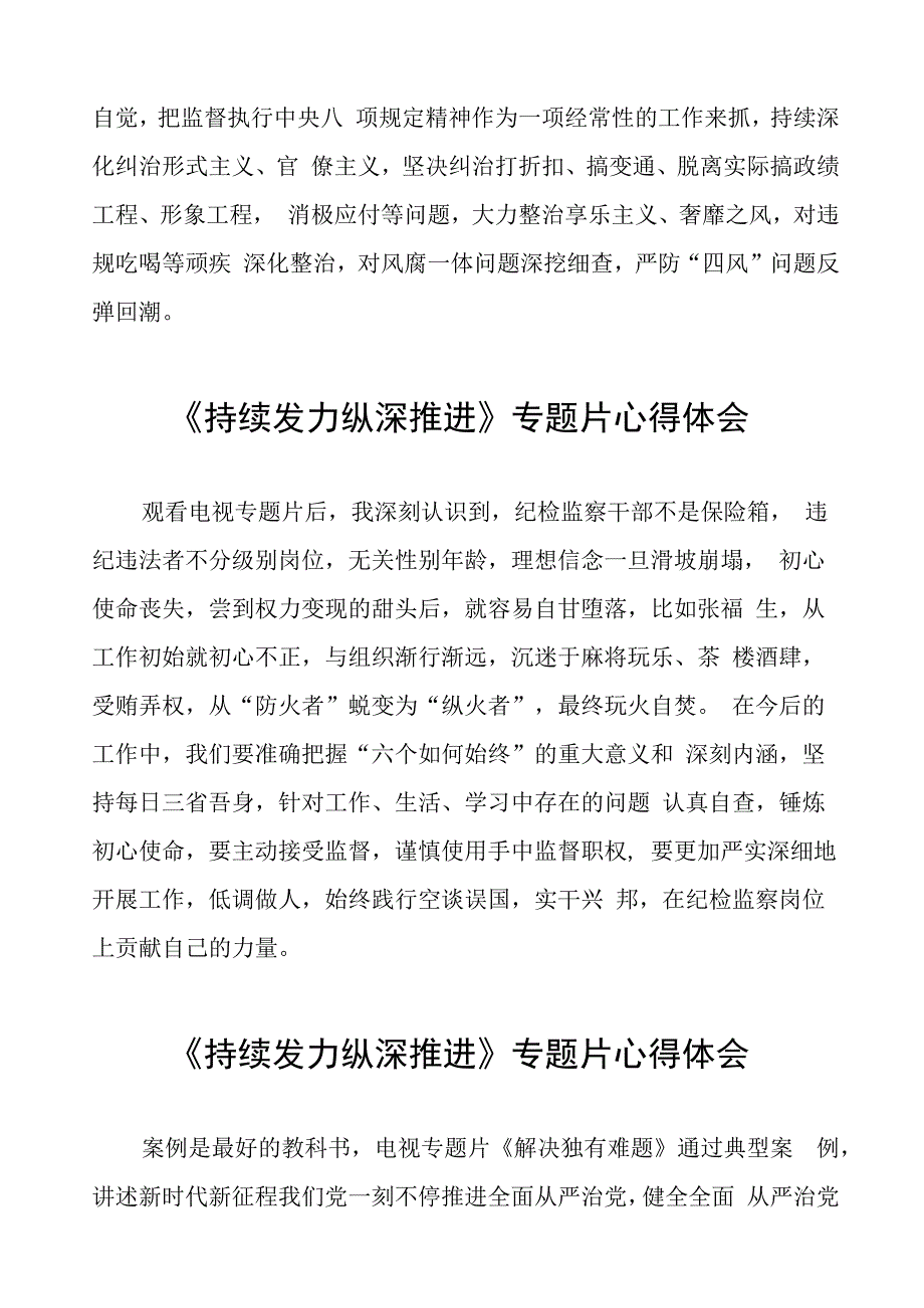 十四篇《持续发力 纵深推进》专题片心得体会.docx_第2页