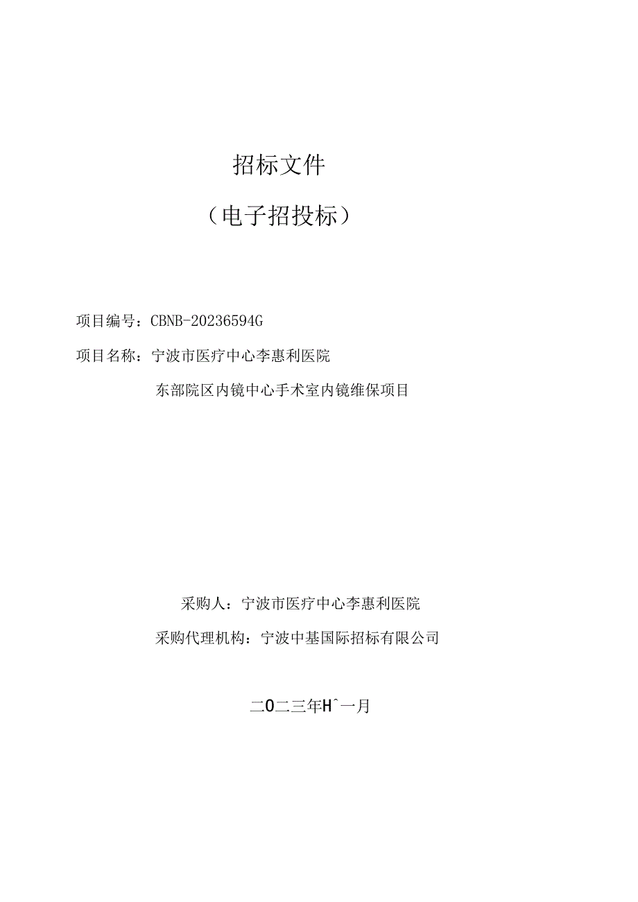 医院东部院区内镜中心手术室内镜维保项目招标文件.docx_第1页