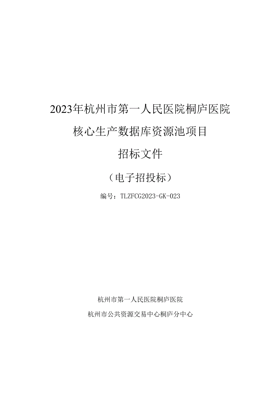 医院核心生产数据库资源池项目招标文件.docx_第1页