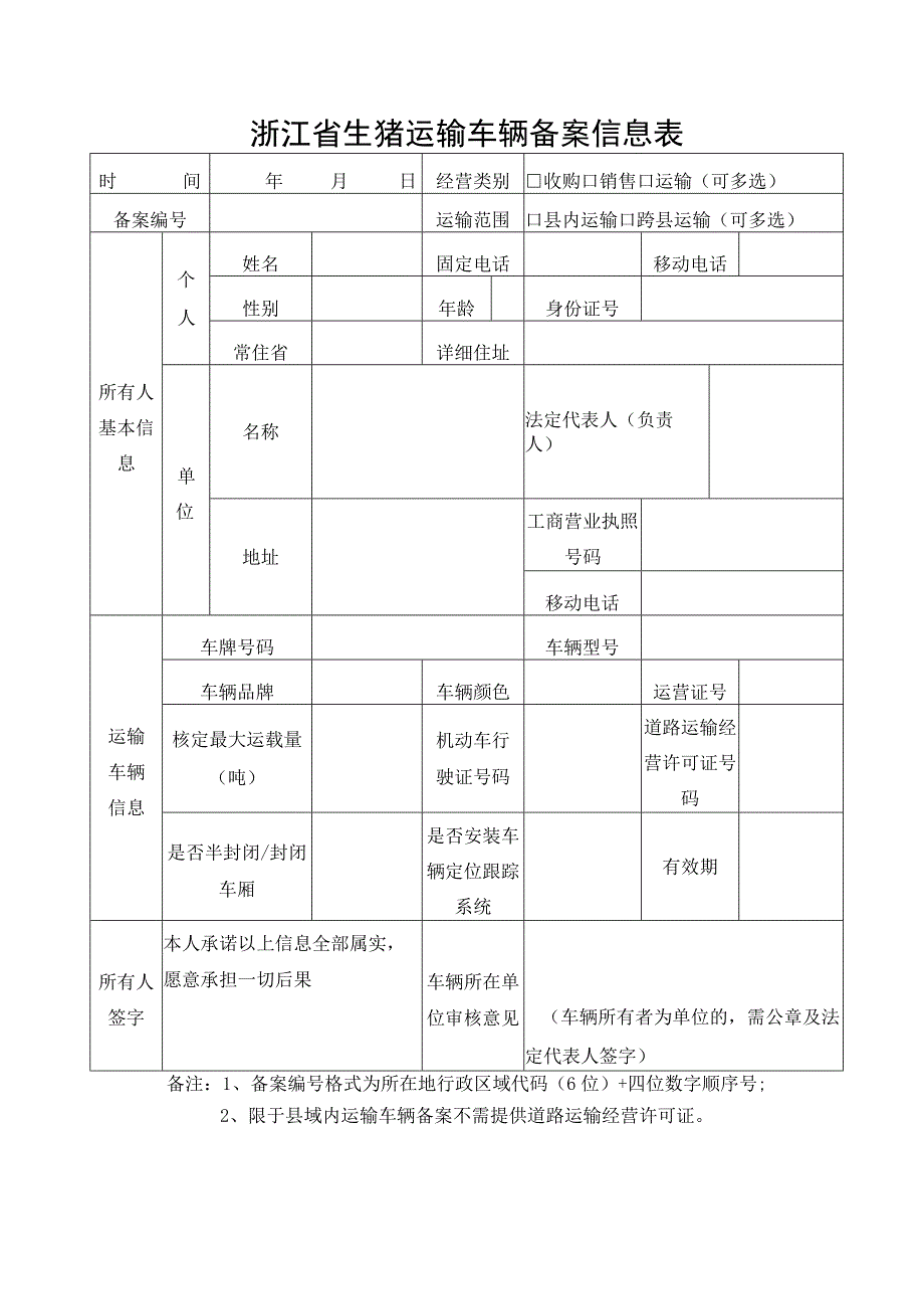 浙江省生猪运输车辆备案信息表.docx_第1页