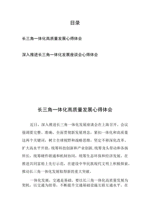 深入推进长三角一体化高质量发展座谈会心得体会2篇.docx