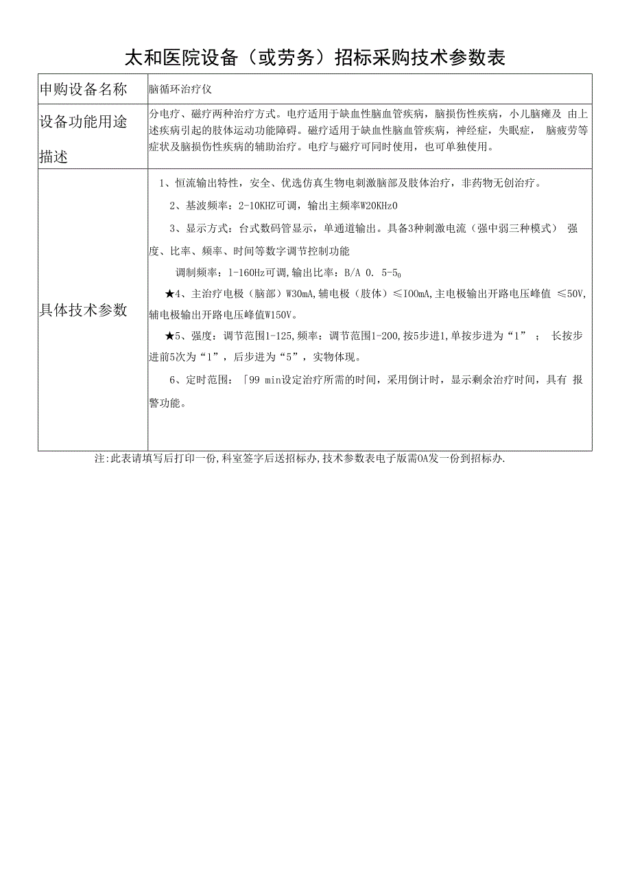 太和医院设备或劳务招标采购技术参数表.docx_第1页