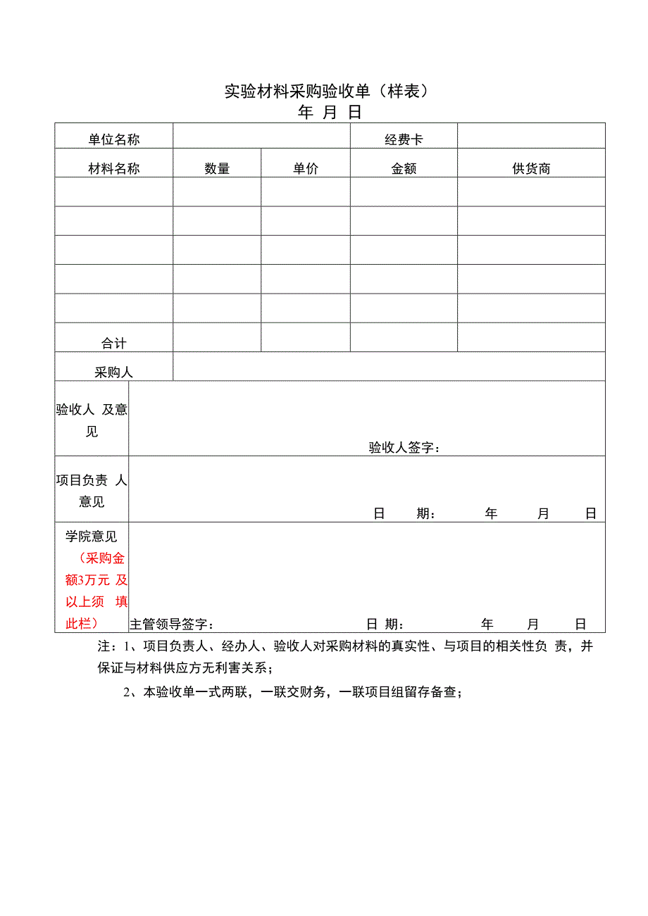 实验材料采购验收单样表.docx_第1页