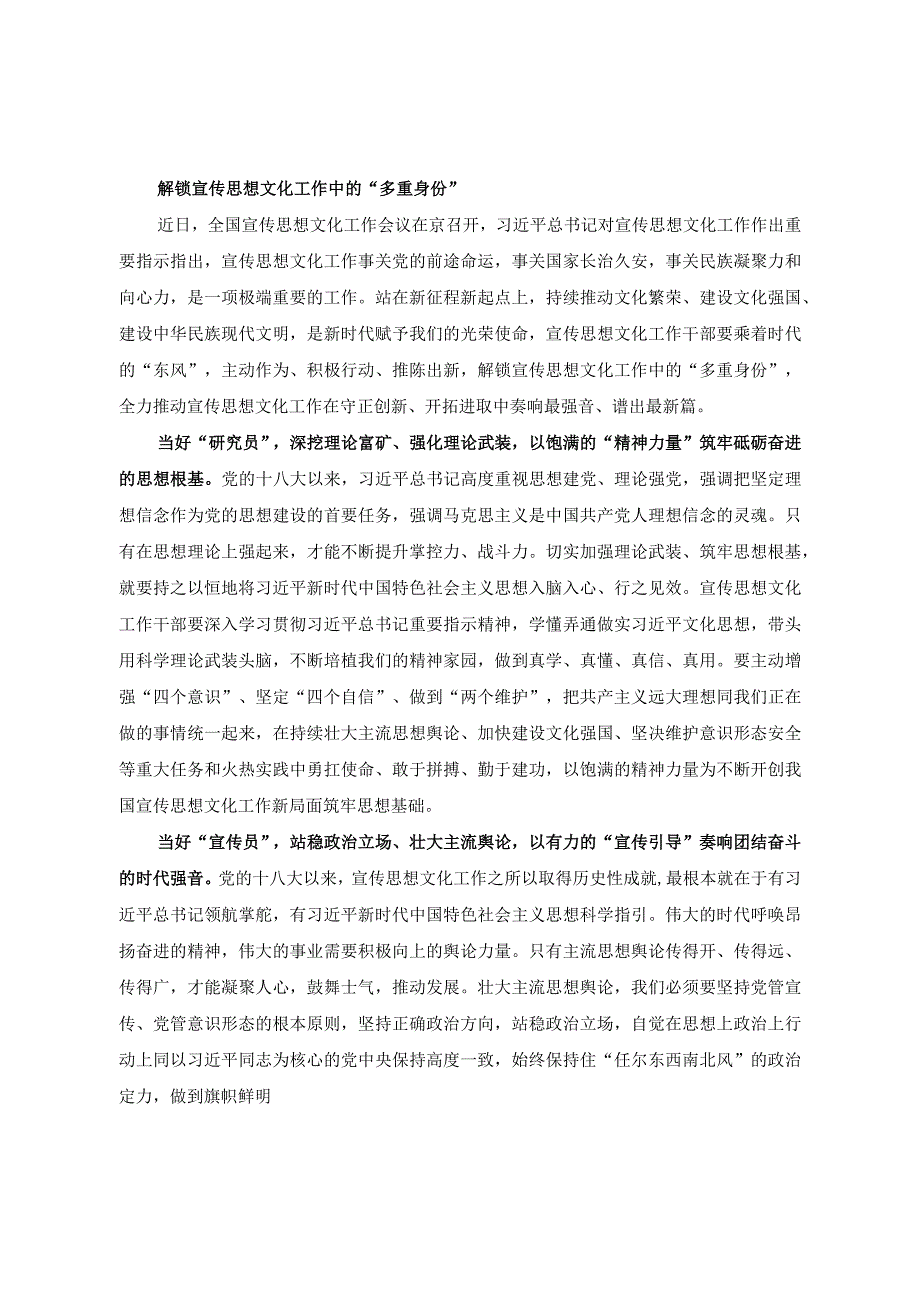 （5篇）2023年领会对宣传思想文化工作重要指示研讨发言心得体会.docx_第3页