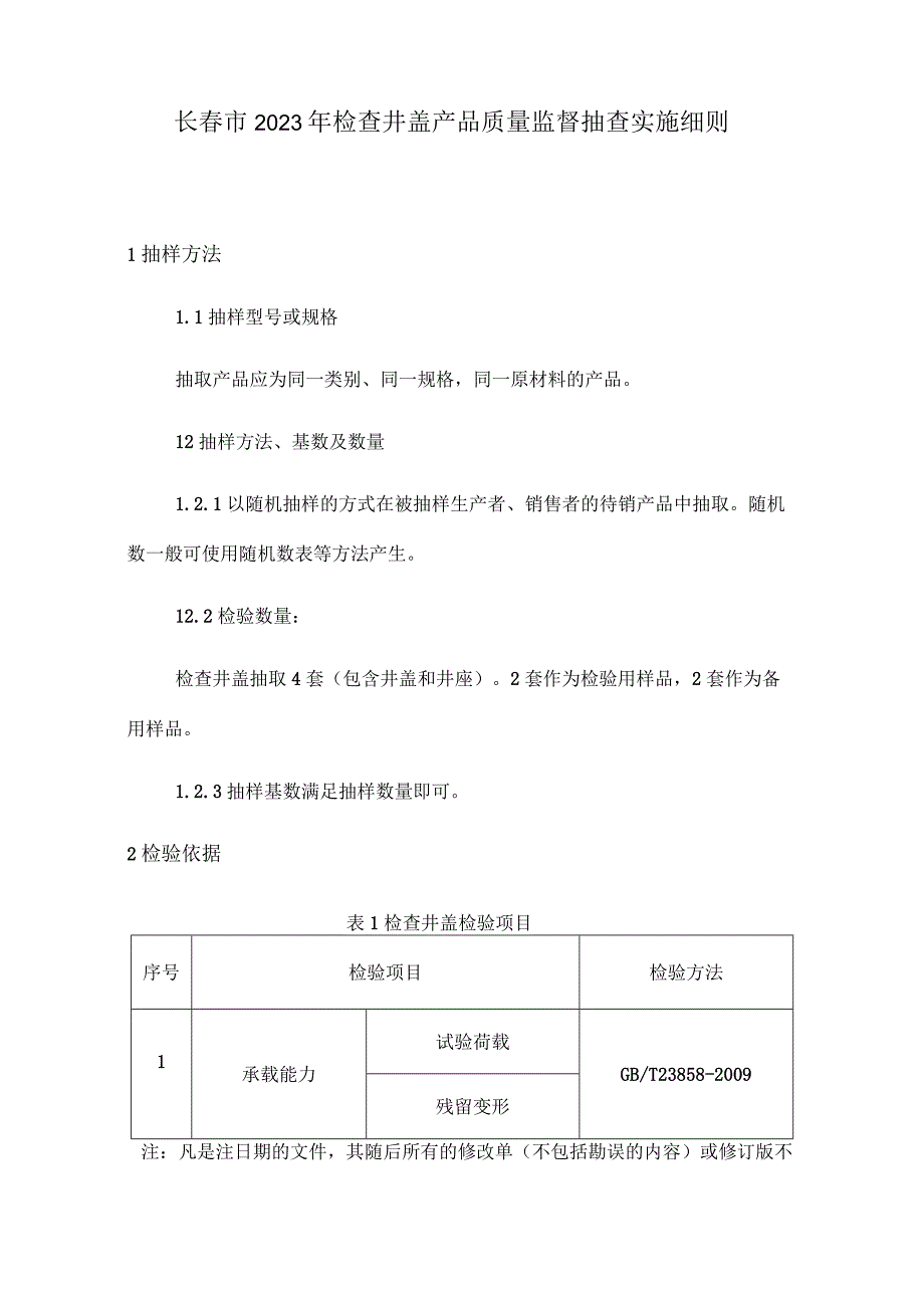 长春市2023年检查井盖产品质量监督抽查实施细则.docx_第1页