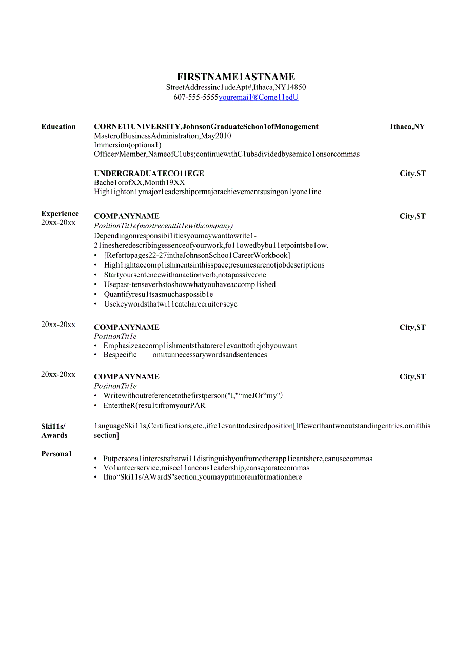 英文简历模板resume template.docx_第1页