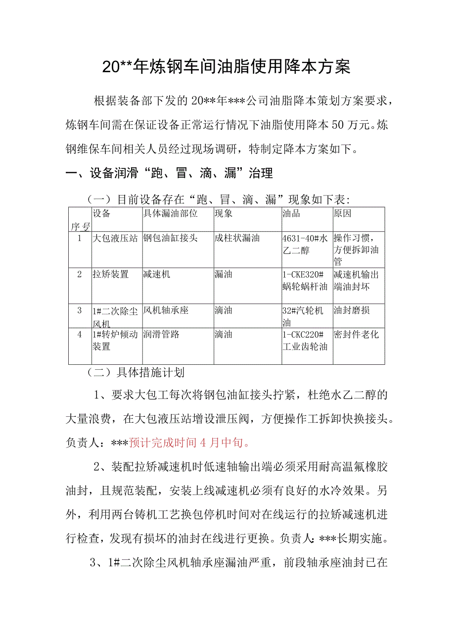 炼钢维保车间油脂使用降本方案.docx_第1页