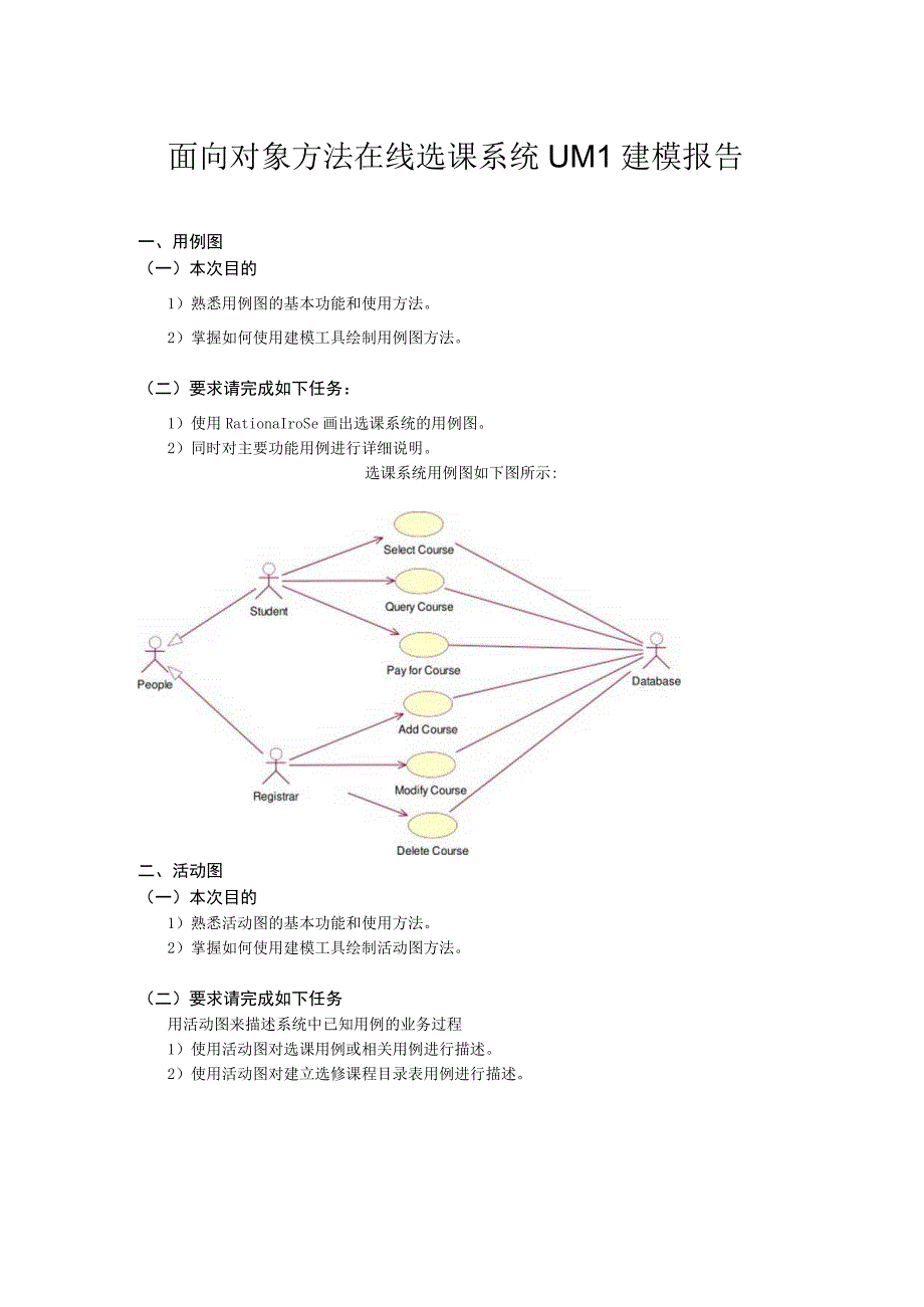 面向对象方法在线选课系统UML建模报告.docx_第1页