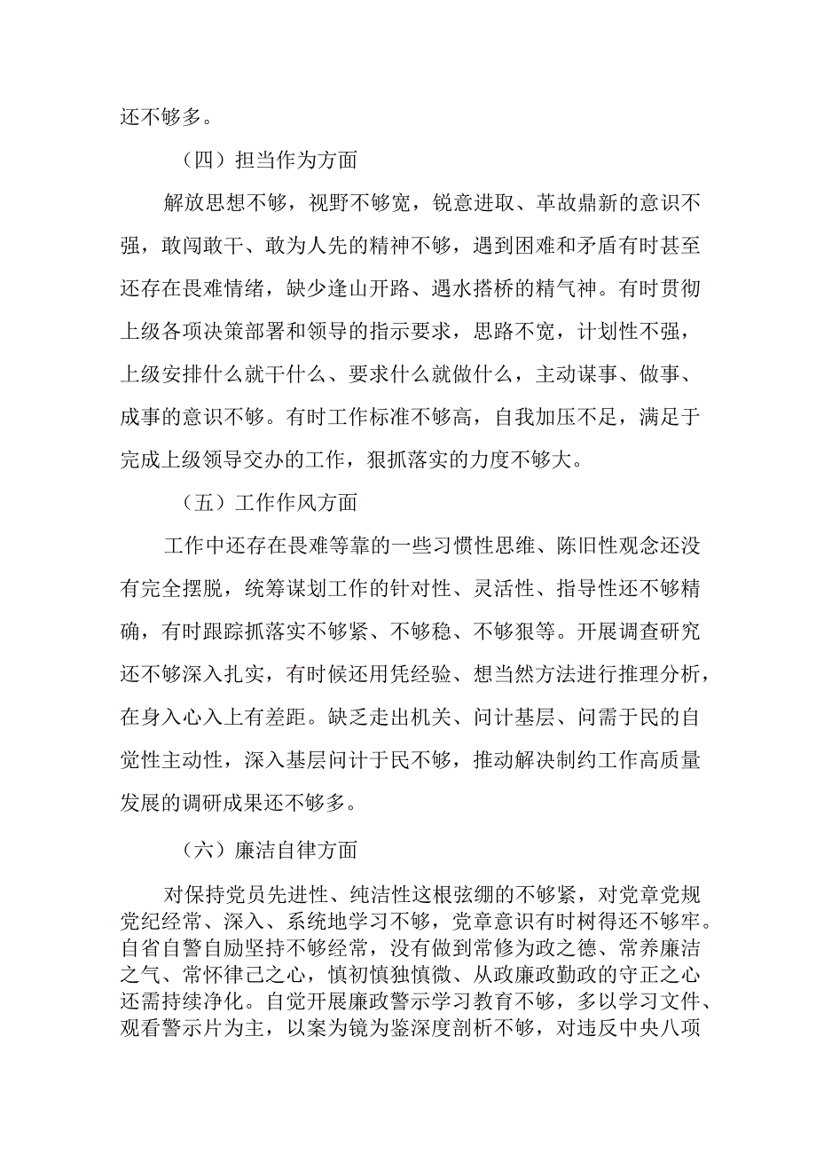 （5篇）2023年第二批专题教育个人问题检视清单剖析整改汇报材料.docx_第3页