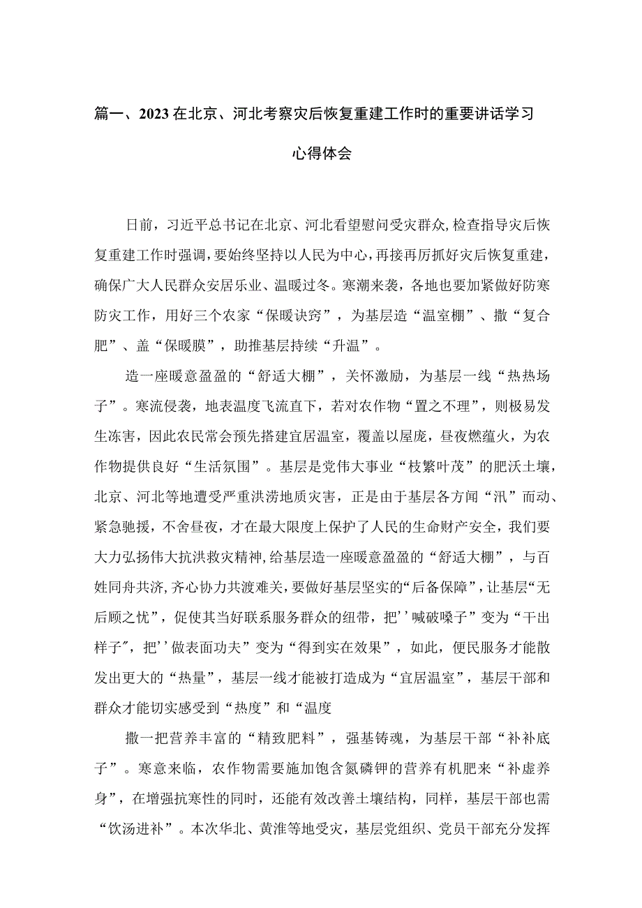 （12篇）在北京、河北考察灾后恢复重建工作时的重要讲话学习心得体会供参考.docx_第3页