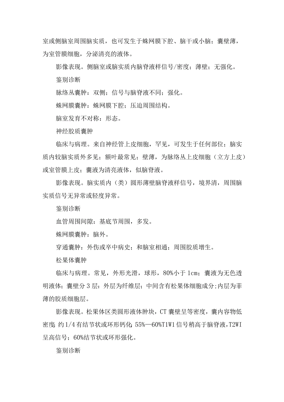 颅内囊肿性病变分类及颅内正常变异囊肿、各种病因囊肿、肿瘤囊性变部分疾病等病理、影像表现和鉴别诊断.docx_第2页