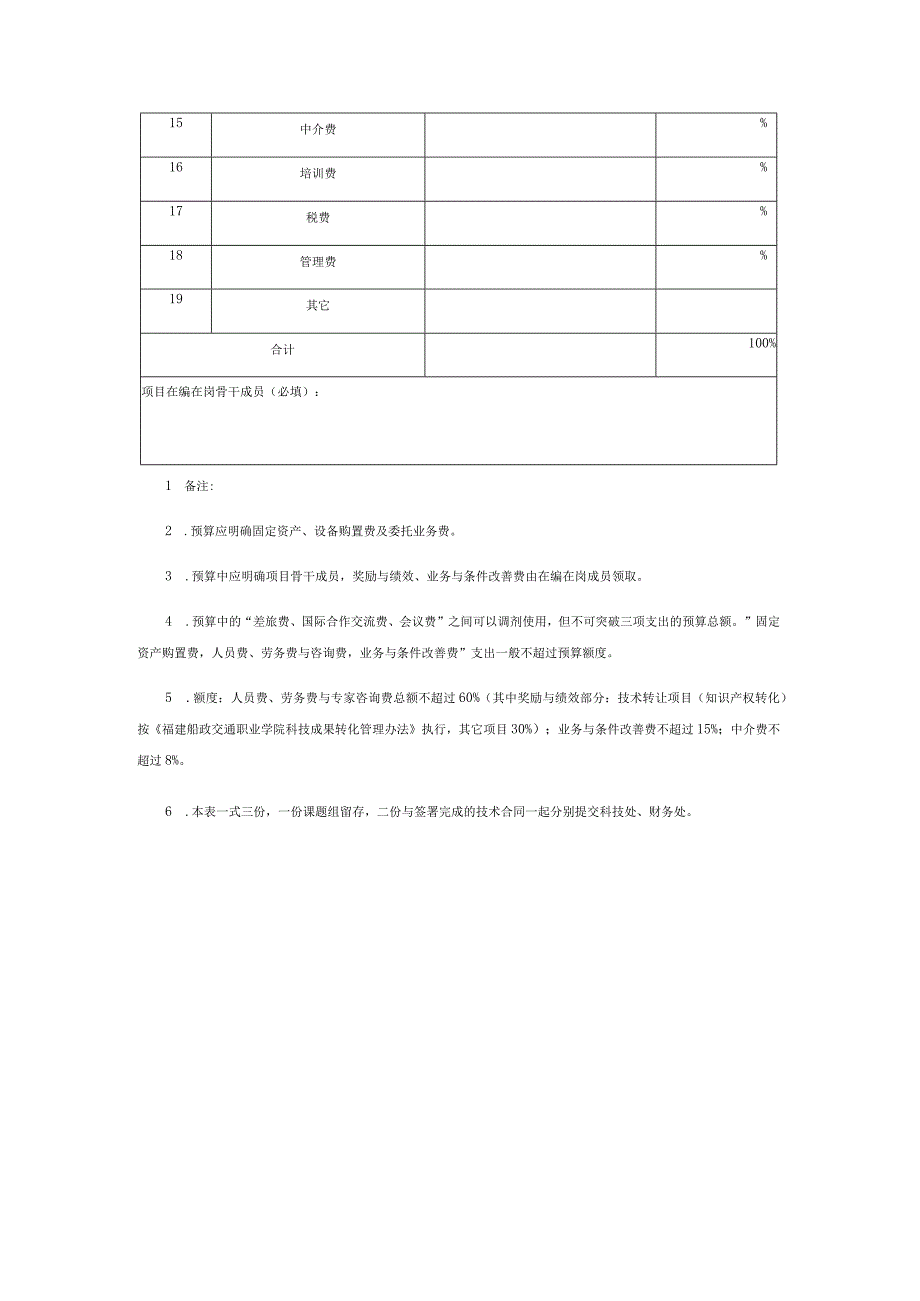 福建船政交通职业学院横向项目经费预算表.docx_第2页