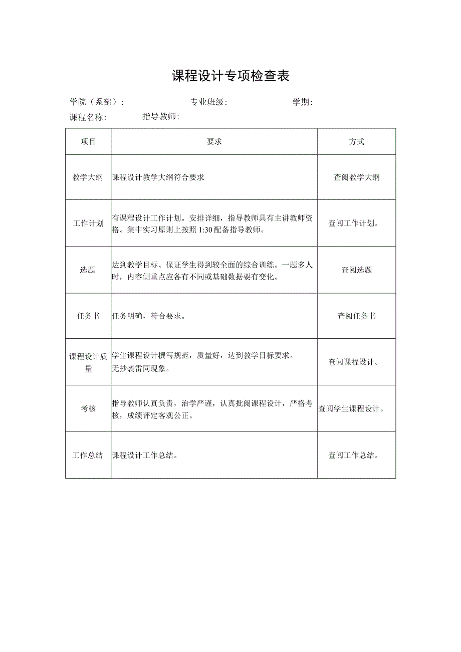 课程设计专项检查表.docx_第1页