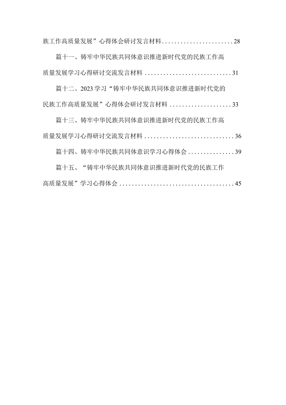 铸牢中华民族共同体意识学习心得体会15篇（精编版）.docx_第2页