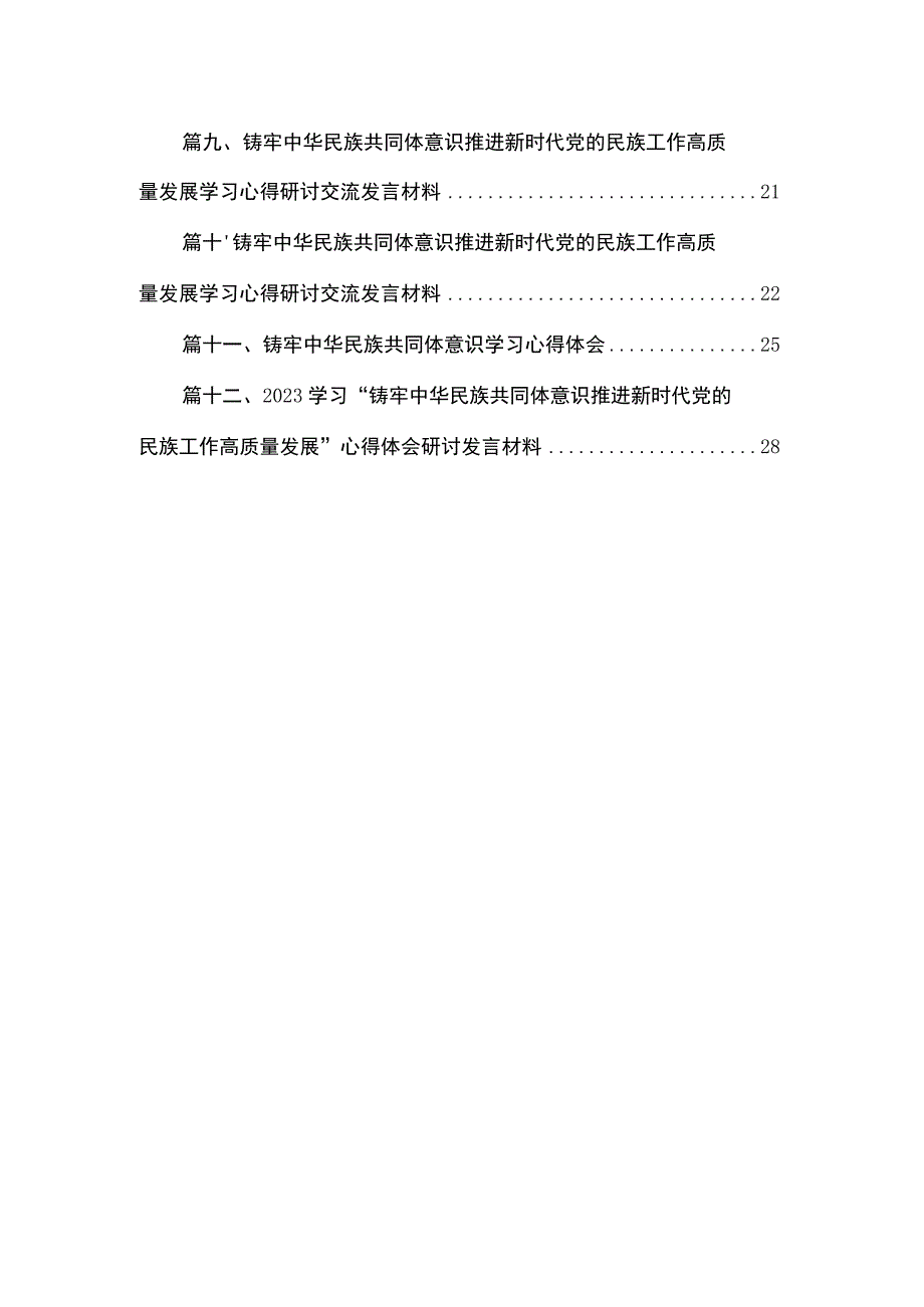 铸牢中华民族共同体意识,推进新时代党的民族工作高质量发展学习心得体会范文12篇供参考.docx_第2页