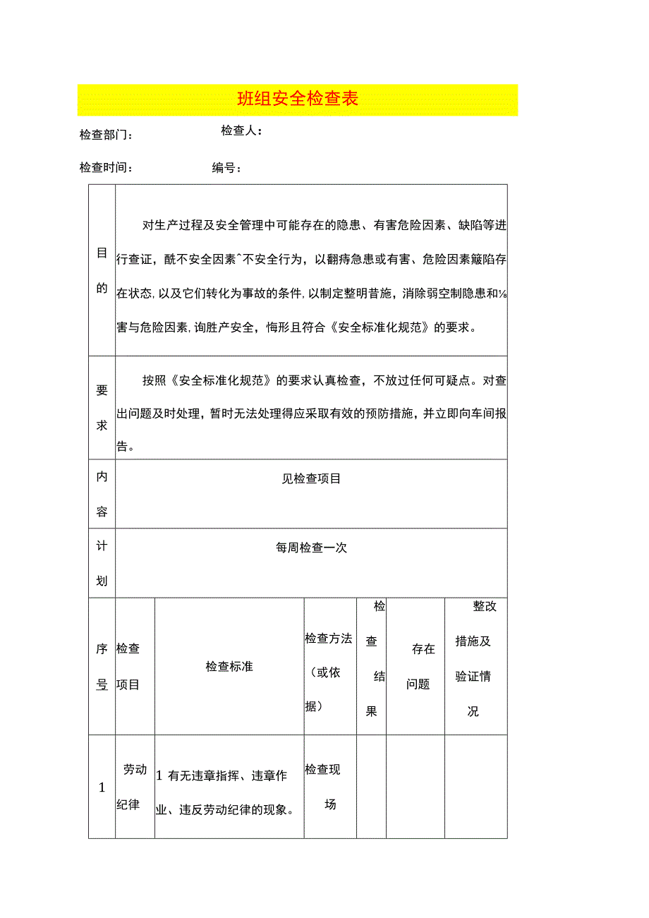 班组安全检查表.docx_第1页